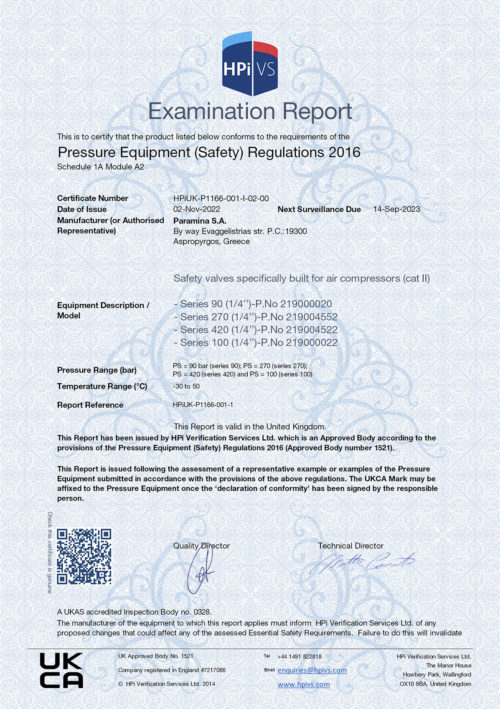 5. Safety valves UKCA certificate